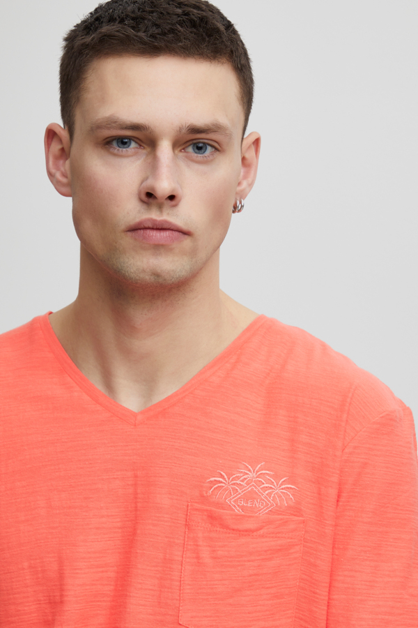 Pink/Orange T-shirt med lomme, Blend 3 Pink/Orange T-shirt med lomme, Blend - Billede 3
