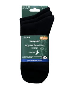BENYSON® B-1201-Sorte Mellemhøje Bambussokker Unisex Kvartlængde Sømløse