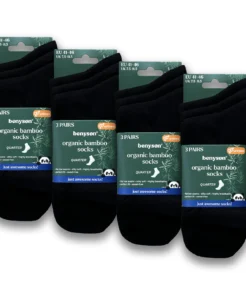 BENYSON® B-1201-Sorte Mellemhøje Bambussokker Unisex Kvartlængde Sømløse 7 benyson b 1201 black mid high bamboo socks unisex 3