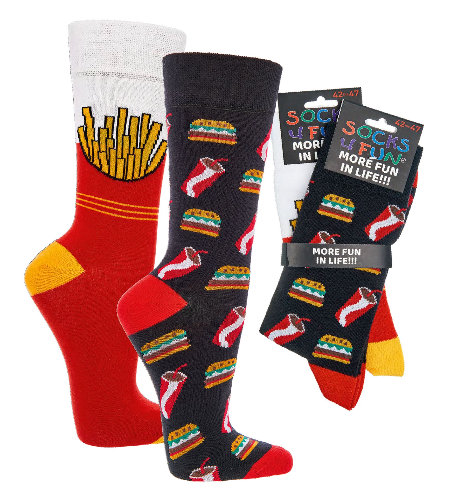 SOCKS4FUN Unisex sokker * 2pak fastfood 1 SOCKS4FUN Unisex sokker * 2pak fastfood