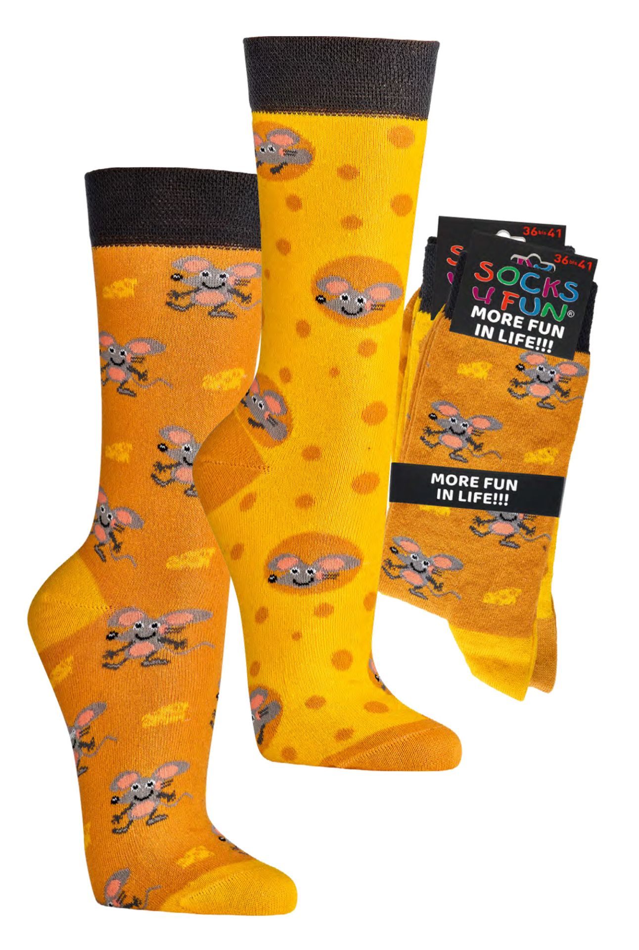 SOCKS4FUN Unisex sokker * 2pak CheesyMouse 1 SOCKS4FUN Unisex sokker * 2pak CheesyMouse